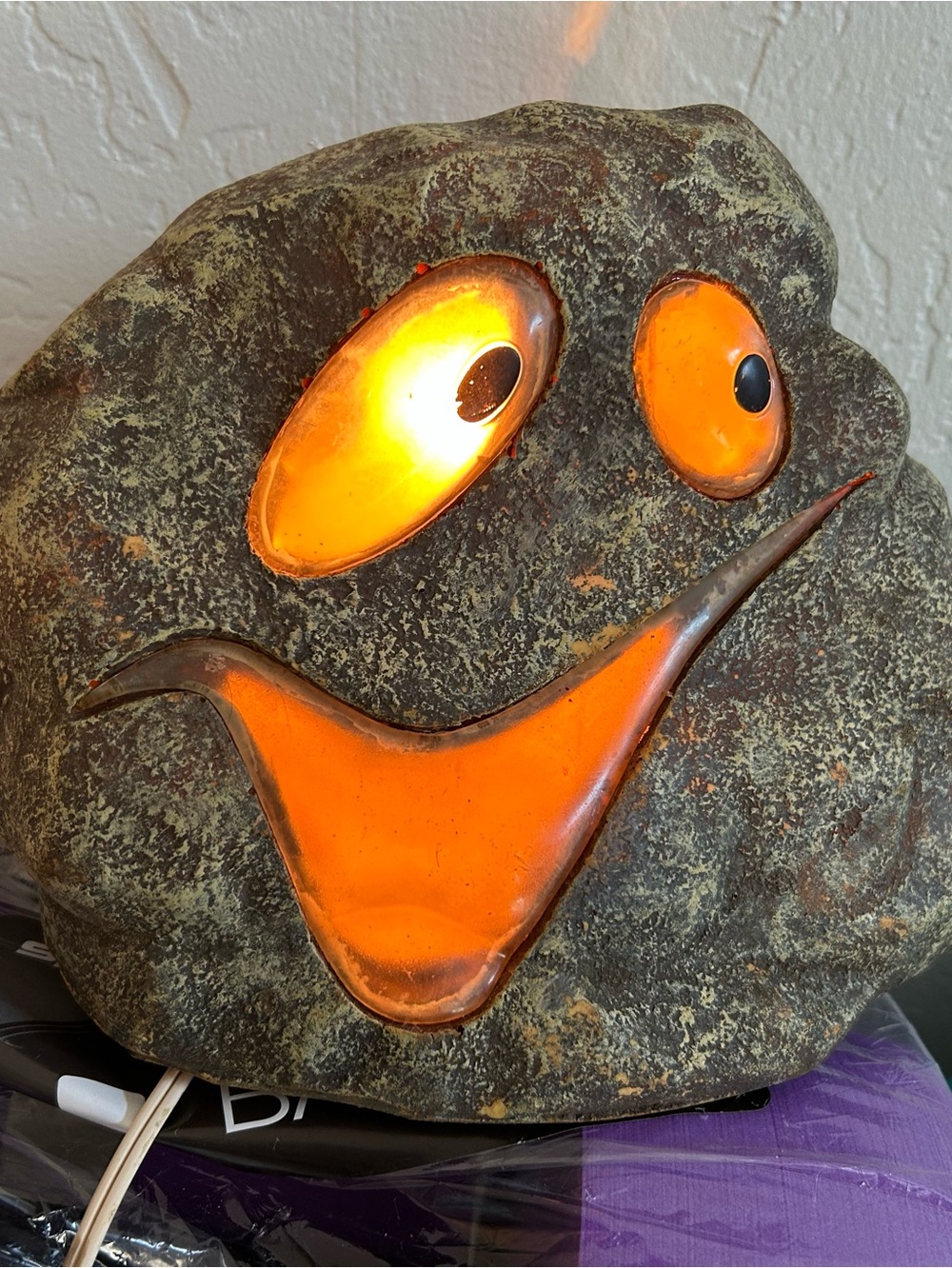 Orange Glowing Smiling Rock Wall Art - Decorative Home Accent